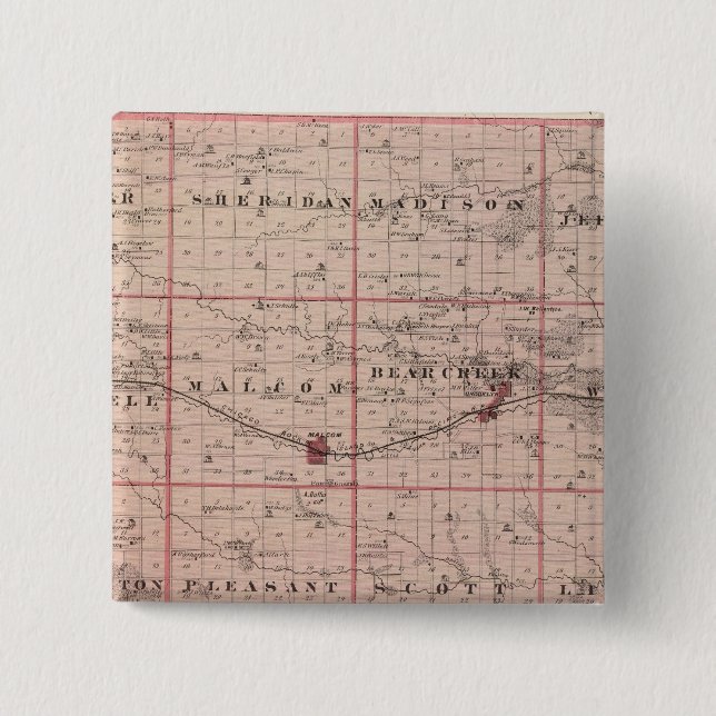 Map of Poweshiek County, State of Iowa Button (Front)