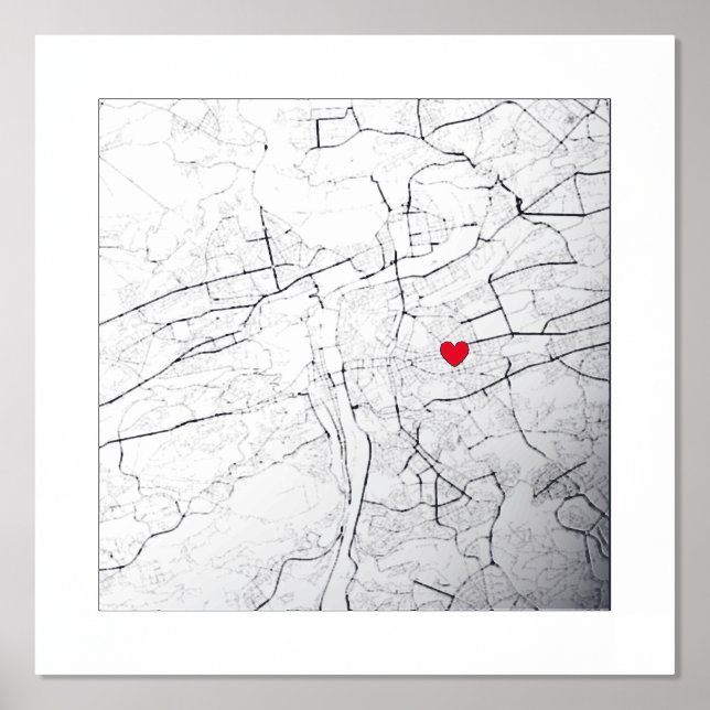  Map of Prague, Czech Republic Modern Elegant Gift Foil Prints (Front)