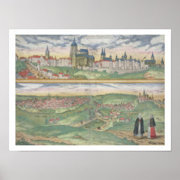 Map of Prague, from &#39;Civitates Orbis Terrarum&#39; by Poster