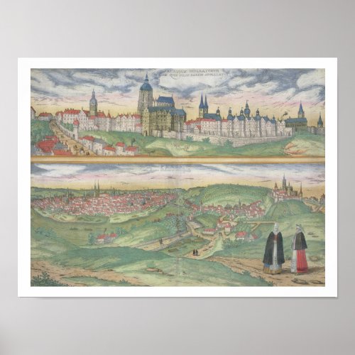 Map of Prague from Civitates Orbis Terrarum by Poster