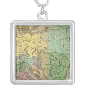 Map of Provinces in Roman Empire Silver Plated Necklace