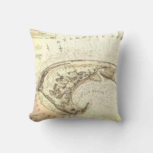 Map of Provincetown in 1830s Truro Throw Pillow