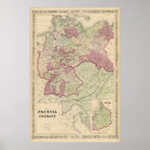 Map of Prussia and the German Empire 1871 Poster