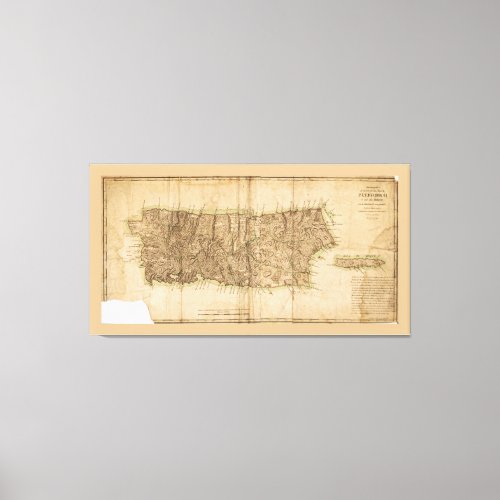 Map of Puerto Rico 1791 Canvas Print