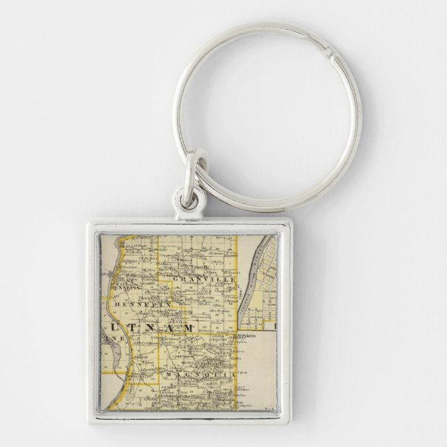 Map of Putnam and east part of Marshall counties Keychain (Front)