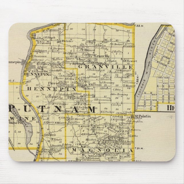 Map of Putnam and east part of Marshall counties Mouse Pad (Front)