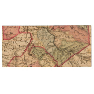 Map of Putnam, Kanawha, Boone counties Wood Flash Drive
