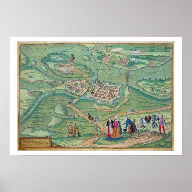 Map of Raab, from 'Civitates Orbis Terrarum' by Ge Poster (Front)
