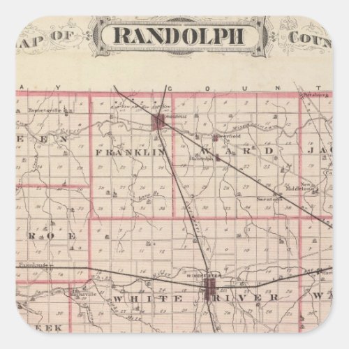 Map of Randolph County Square Sticker