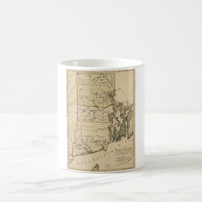 Map of Rhode Island by Carl Ernst Bohn (1797) Coffee Mug (Center)