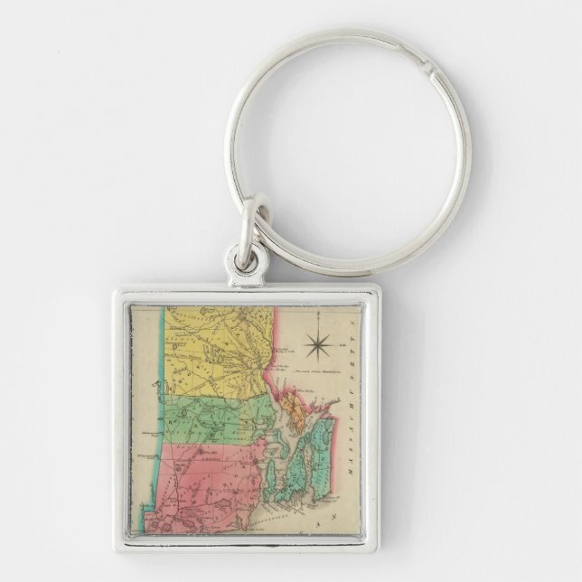 Map Of Rhode Island Keychain (Front)