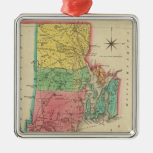 Map Of Rhode Island Metal Ornament