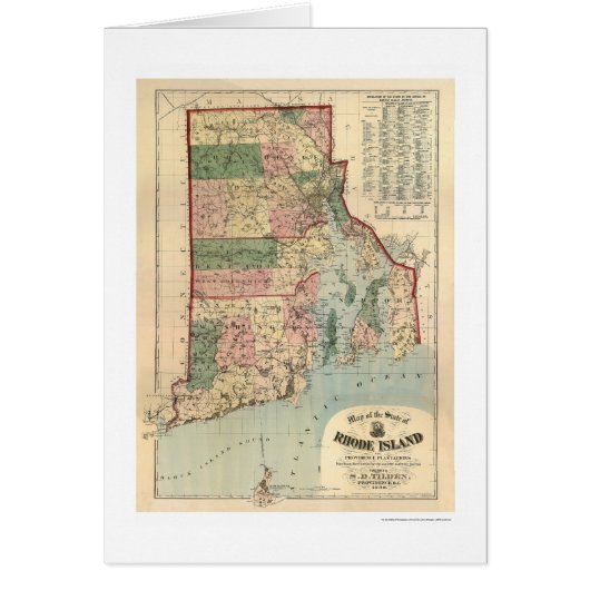 Map of Rhode Island & Providence Plantations 1880 Cards (Front)