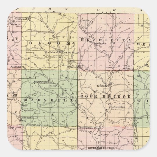 Map of Richland County, State of Wisconsin Square Sticker | Zazzle.com