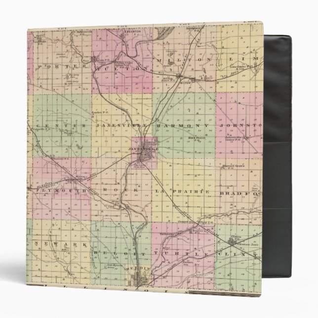 Map of Rock County, State of Wisconsin 3 Ring Binder (Front/Inside)