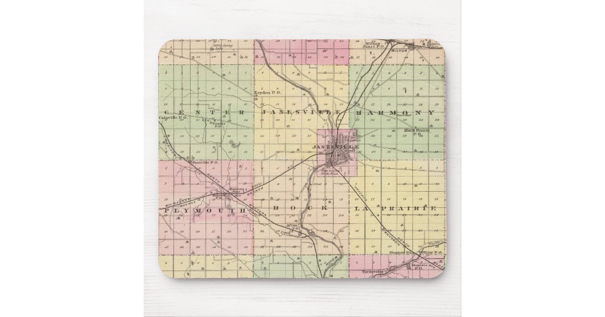 Map of Rock County, State of Wisconsin Mouse Pad