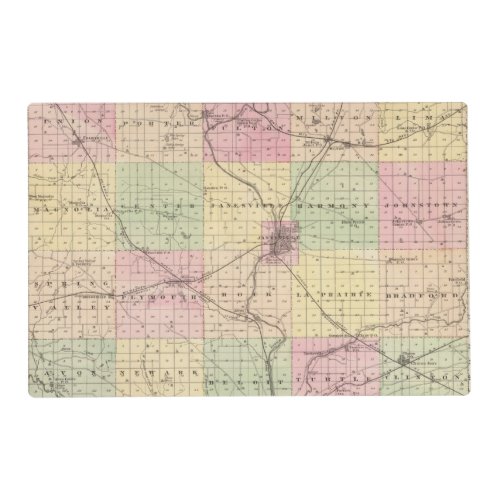 Map of Rock County State of Wisconsin Placemat