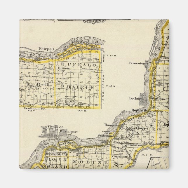 Map of Rock Island County and Dixon Magnet (Front)