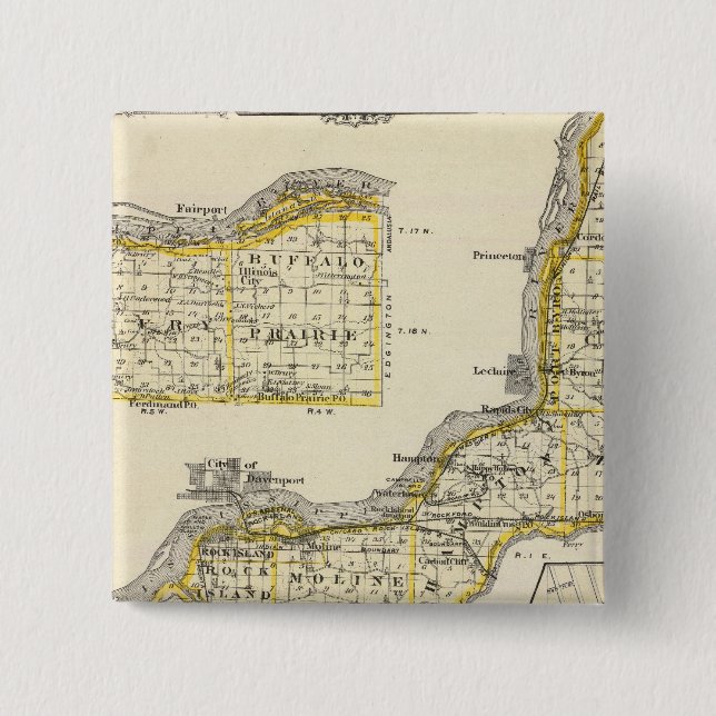 Map of Rock Island County and Dixon Pinback Button (Front)