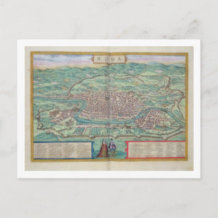 Map of Rome, from 'Civitates Orbis Terrarum' by Ge Postcard