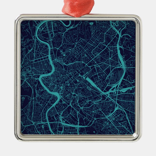 Map of Rome Metal Ornament (Front)