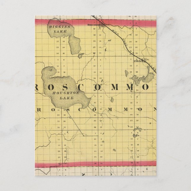 Map of Roscommon County, Michigan Postcard (Front)