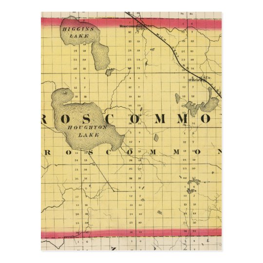 Map of County, Michigan Postcard