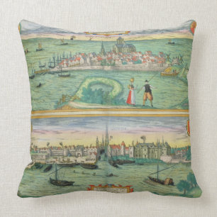 Map of Rotterdam and Gouda, from 'Civitates Orbis Throw Pillow