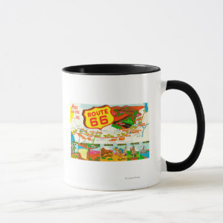 Map of Route 66 from Los Angeles to Chicago Mug