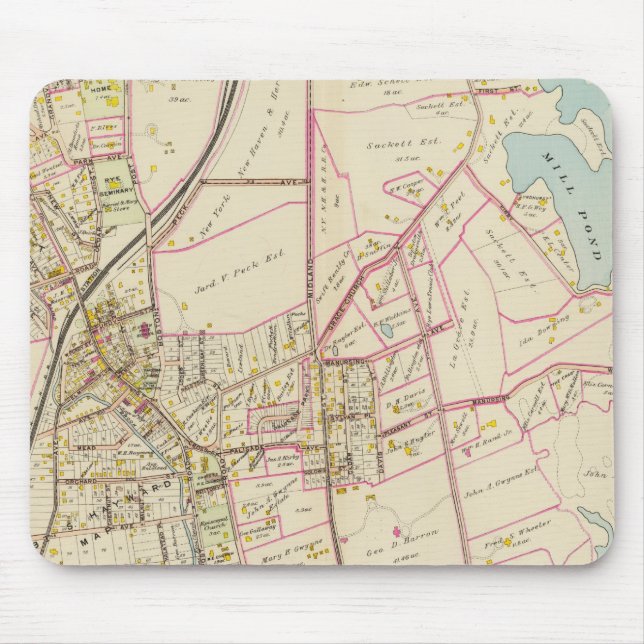 Map of Rye, New York Mouse Pad (Front)