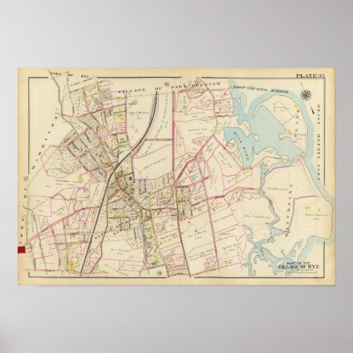 Map of Rye New York Poster