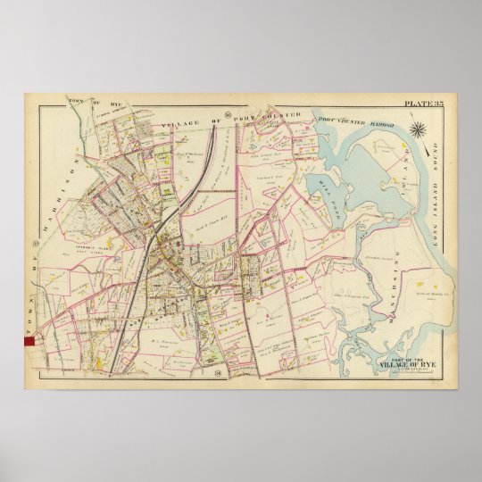 Map of Rye, New York Poster