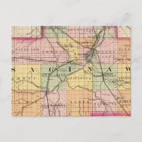 Map of Saginaw County, Michigan Postcard