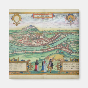 Map of Salzburg, from 'Civitates Orbis Terrarum' b Magnet
