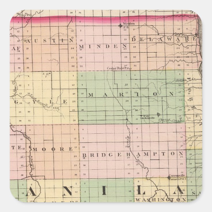 Map of Sanilac County, Michigan Square Sticker Zazzle