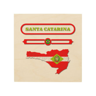 MAP OF SANTA CATARINA. SAMER BRASIL WOOD WALL ART