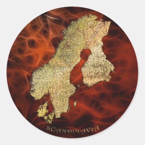 Map of Scandinavia Cartography Classic Round Sticker