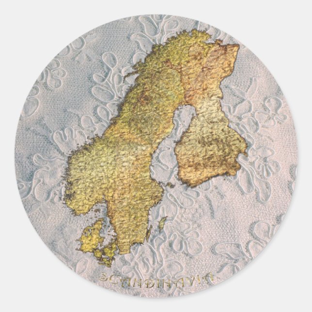 Map of Scandinavia Cartography Classic Round Sticker (Front)