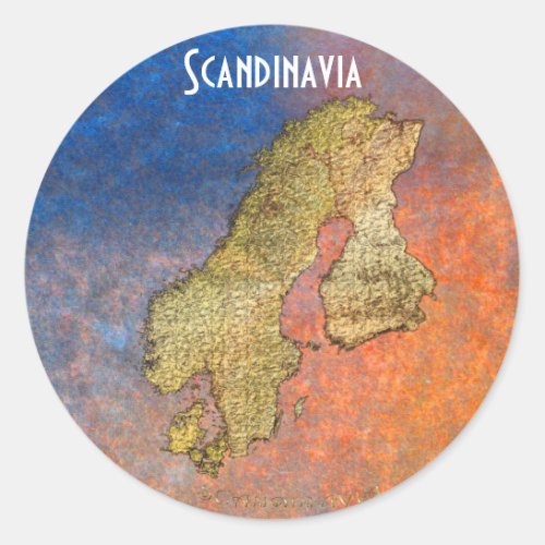 Map of Scandinavia Cartography Classic Round Sticker