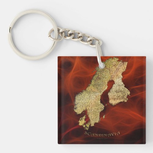 Map of Scandinavia Cartography Keychain