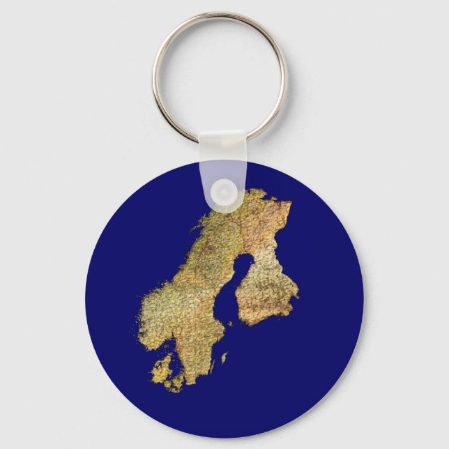 Map of Scandinavia Cartography Keychain (Front)