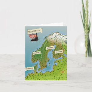 Map Of Scandinavia Note Card