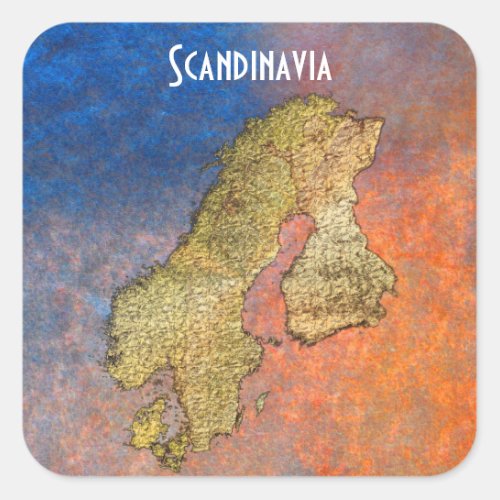Map of SCANDINAVIA on Coloured Stone BG Stickers