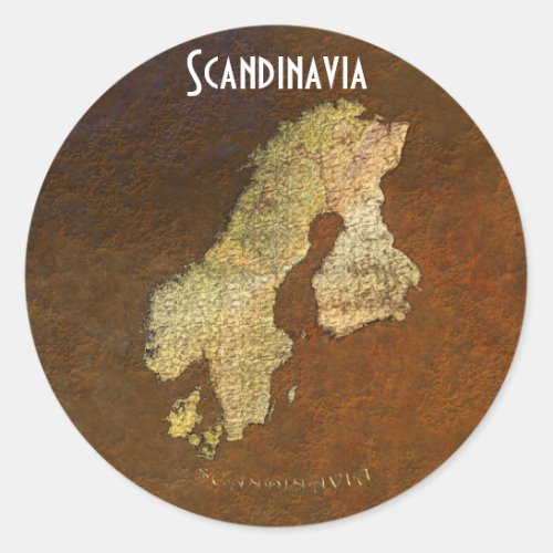 Map of SCANDINAVIA on Iron Stone BG Stickers