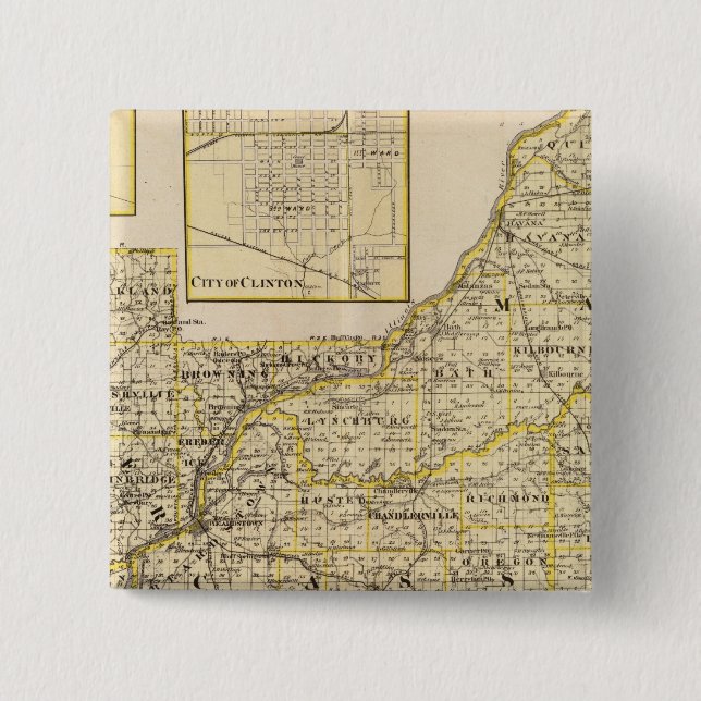 Map of Schuyler, Mason, Brown Button (Front)