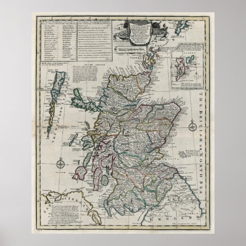 MAP of SCOTLAND  1752 Poster