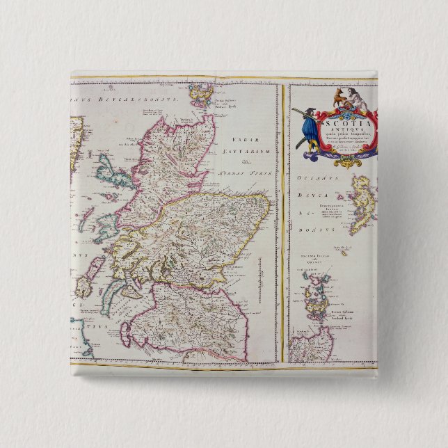 Map of Scotland, c.1700 Pinback Button (Front)