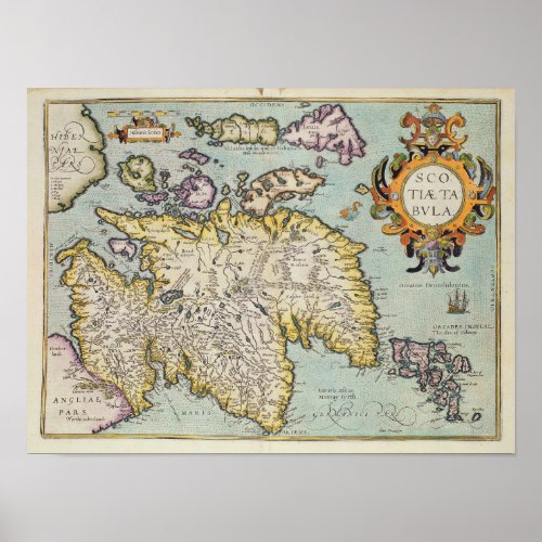 Map of Scotland  Miliaria Scotia Poster