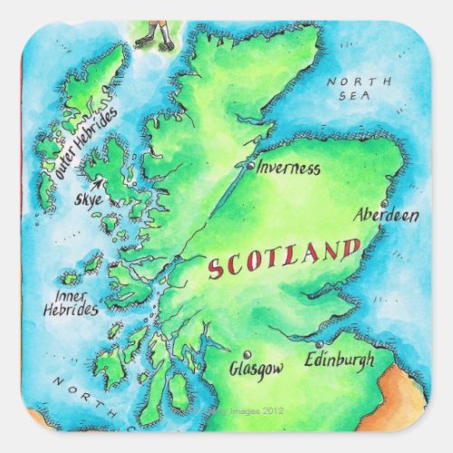 Map of Scotland Square Sticker