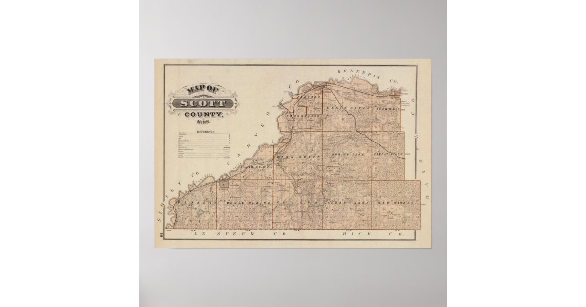 map-of-scott-county-minnesota-poster-zazzle